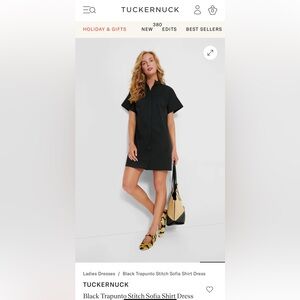 EUC- Tuckernuck Black Trapunto Stitch Sofia Shirt Dress size Large